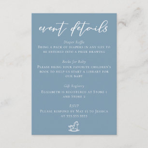 Chic Dusty Blue Baby Shower Event Details Enclosure Card