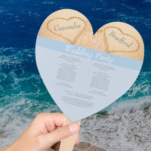 Chic Dusty Blue Beach Wedding ceremony program  Hand Fan
