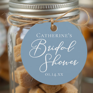 Chic Dusty Blue Bridal Shower Personalized Favour Tags