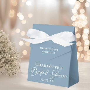 Chic Dusty Blue Bridal Shower White Personalised Favour Box