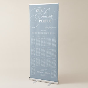 Chic Dusty Blue Calligraphy Wedding Seating Chart Retractable Banner