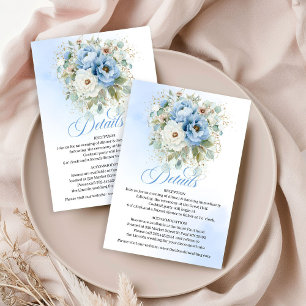 Chic Dusty Blue Floral Eucalyptus Details Card