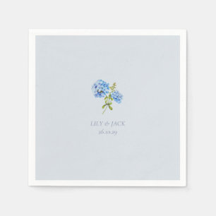 Chic Dusty Blue Floral Hydrangea Wedding Napkin
