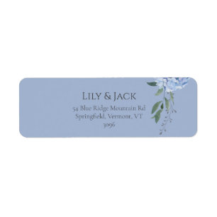 Chic Dusty Blue Hydrangea Floral Return Address