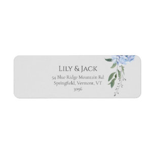 Chic Dusty Blue Hydrangea Floral Return Address
