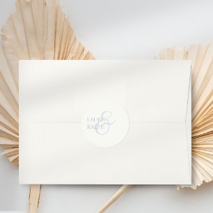 Chic Dusty Blue & Ivory Script Wedding  Classic Round Sticker