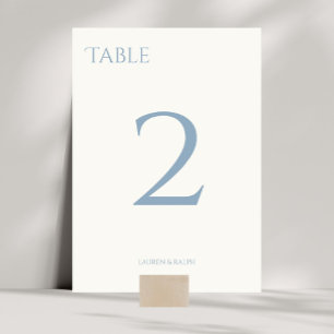 Chic Dusty Blue & Ivory Wedding Table Number Card