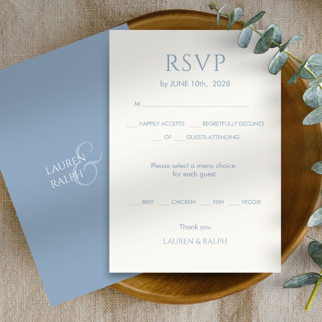 Chic Dusty Blue Monogram Wedding RSVP (Creator Uploaded)