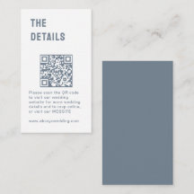 Chic Dusty Blue Morden Minimalist QR Code Wedding 