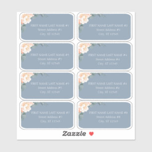 Chic Dusty Blue Peach Floral Wedding Guest Address