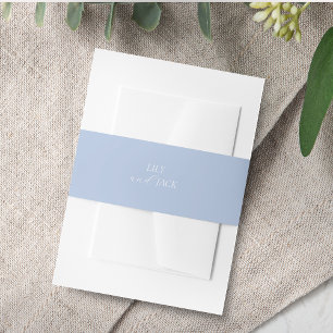 Chic Dusty Blue Script Wedding Invitation Belly Band