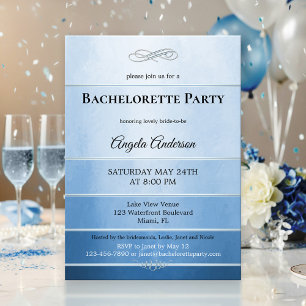Chic Dusty Blue Striped Bachelorette Invitation
