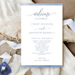 Chic Dusty Blue Watercolor Frame Wedding Program<br><div class="desc">Elegant dusty blue Wedding program featuring delicate dusty blue and blue hues watercolor border stripes framing your wedding program details. Ability to make text changes and adjustments by selecting customise further. Front with wedding ceremony details, back with wedding party names and thank you message for your guests or any other...</div>