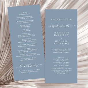 Chic Dusty Blue Wedding Ceremony Program