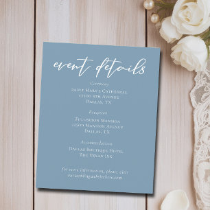 Chic Dusty Blue Wedding Event Details Sheets