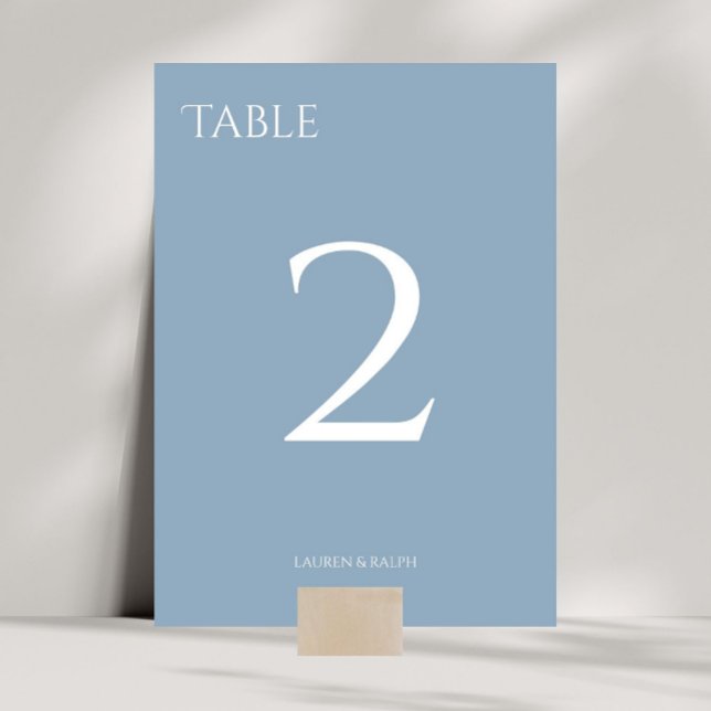 Chic Dusty Blue Wedding Table Number Card (Creator Uploaded)