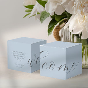 Chic Dusty Blue Wedding Welcome Favour Box