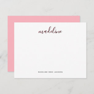 Chic Dusty Blush Pink with black Calligraphy name Card