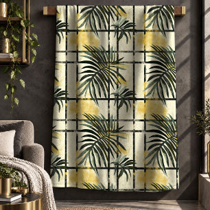 Chic Dusty Green Gold Abstract Jungle Blanket Art