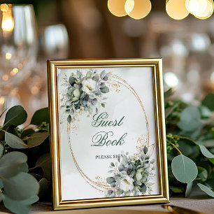 Chic Dusty Green Guest Book Table Sign Gold