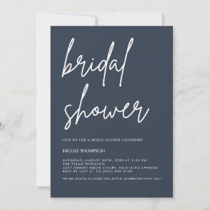Chic Dusty Navy Modern Bridal Shower Invitation 