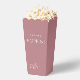 Chic Dusty PInk Couple Monogram Popcorn Favour Box