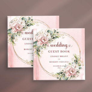 Chic Dusty Pink Floral Eucalyptus Wedding Sign In Guest Book