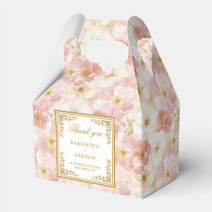 Chic Dusty Pink Gold Watercolor Wedding Favor Box