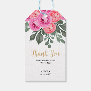 Chic Dusty Pink Rose Greenery Thank You Gift Tags