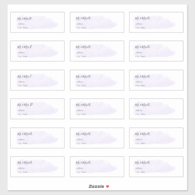 Chic Dusty Purple Brushed Watercolor Guest Address (Sheet)