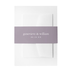 Chic Dusty Purple Minimalist Wedding Invitation Belly Band
