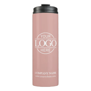 Chic Dusty Rose Promotional Company Business Logo Thermal Tumbler