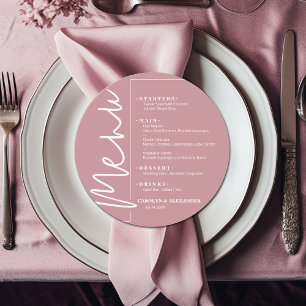 Chic Dusty Rose Round Menu