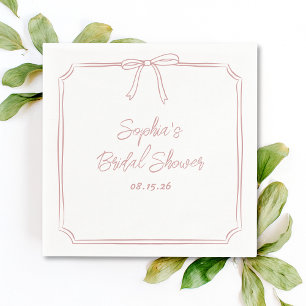 Chic Dusty Rose Simple Classic Bow Bridal Shower Napkin