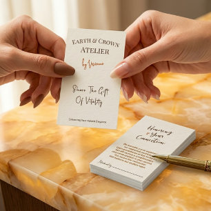 Chic Earthy Cream Hair Artisan Referral Branding Business Card