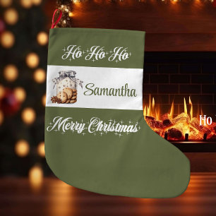 Chic earthy pastel tones personalized christmas large christmas stocking
