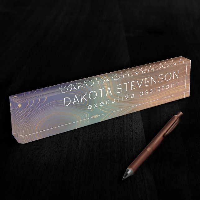 Chic Earthy Strata | Natural Copper Stone Agate Nameplate (Creator Uploaded)