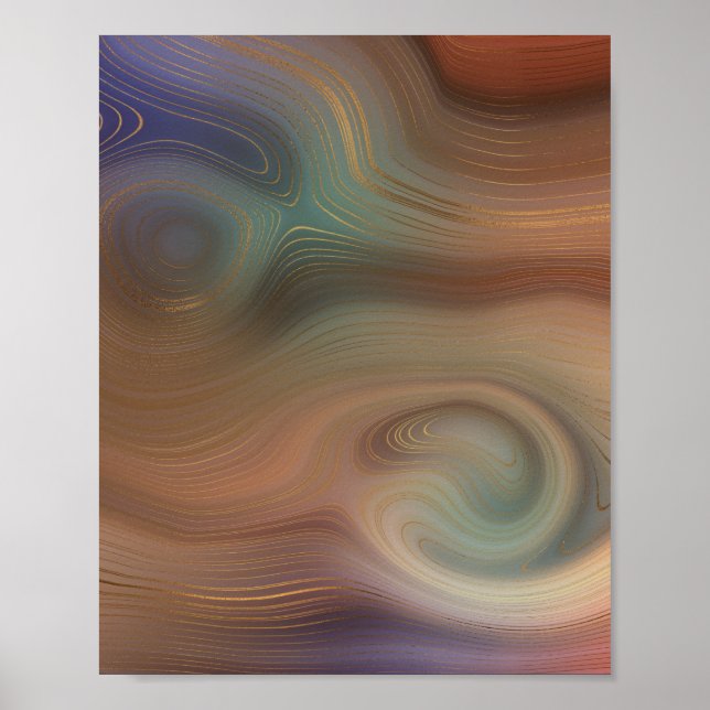 Chic Earthy Strata | Natural Copper Stone Agate Poster (Front)