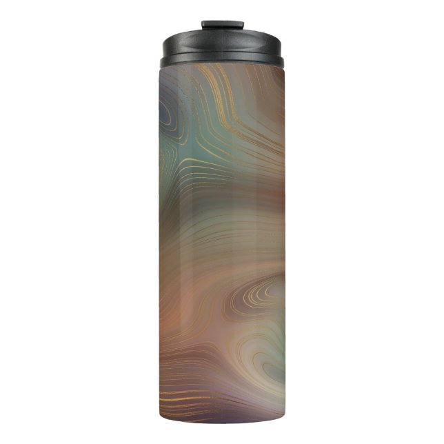 Chic Earthy Strata | Natural Copper Stone Agate Thermal Tumbler (Front)