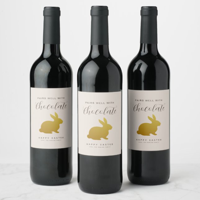 Chic Easter Bunny Personalised Wine Label (Bottles)