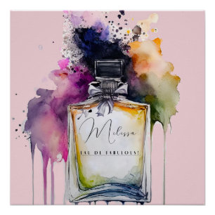 Chic Eau De Fabulous Customised Watercolor Parfum Poster