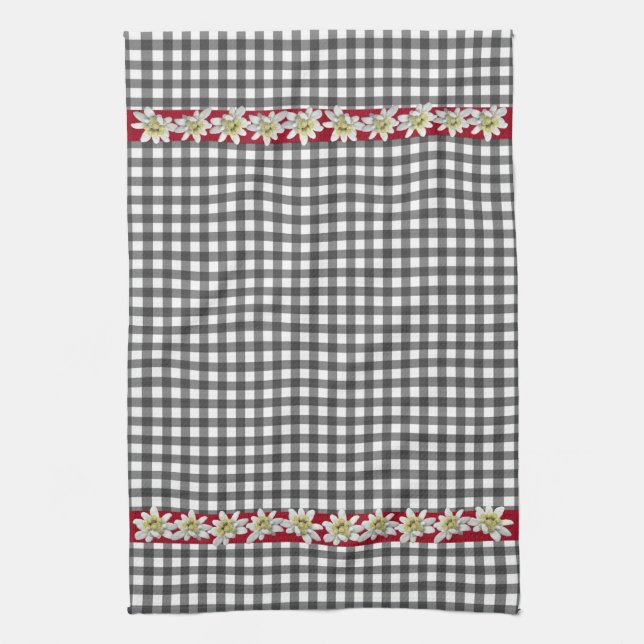 Chic Edelweiss Gingham Kitchen Towel (Vertical)