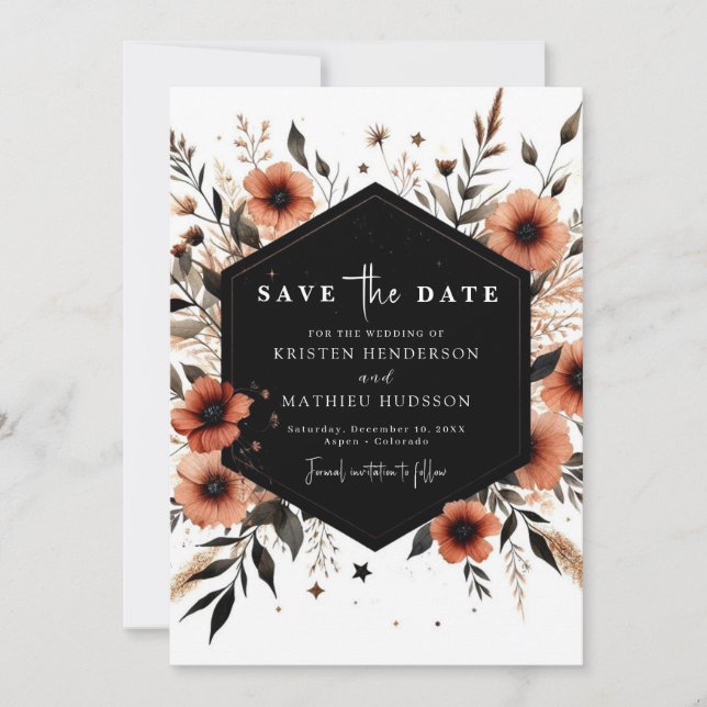  Chic Editable Terracotta Wedding  Save The Date (Front)