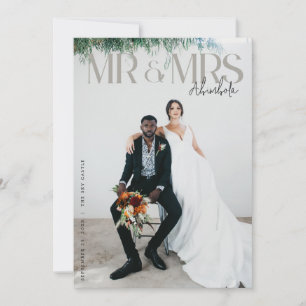 Chic Editorial Photo Wedding Thank You Card W Note