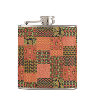 Chic Egyptian Tribal Faux Patchwork Hip Flask