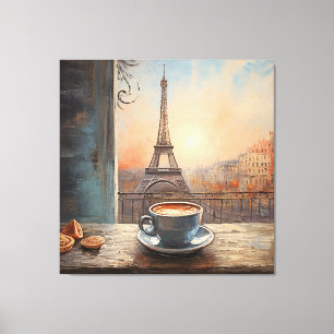 Chic Eiffel Tower Cafe Coffee Chalkboard Paris Canvas Print