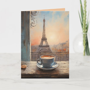 Chic Eiffel Tower Cafe Coffee Paris Birthday Card