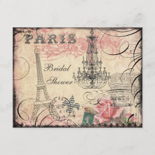 Chic Eiffel Tower & Chandelier Bridal Shower Invitation