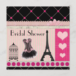 Chic Eiffel Tower Pink Paris Bridal Shower Invitation