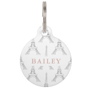 Chic Eiffel Tower Print with Pet's Name and Phone Pet Tag